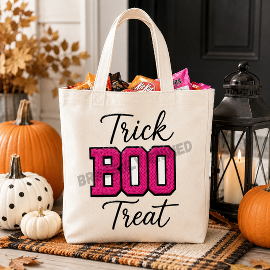 Boo Patch Halloween Patch Pink Youth Size Sequins