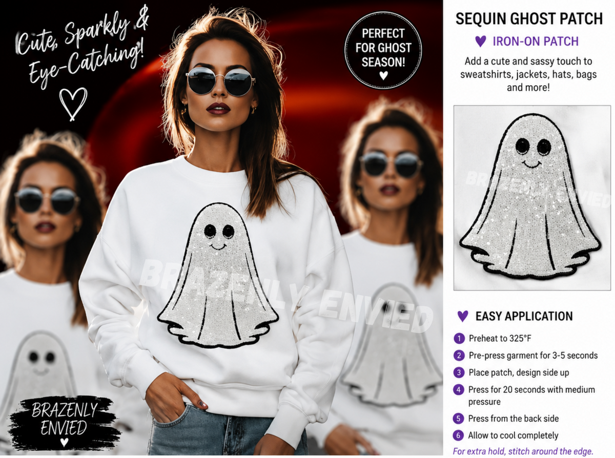 Halloween Patch Ghost Boo Sequins Patch