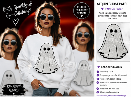 Halloween Patch Ghost Boo Sequins Patch