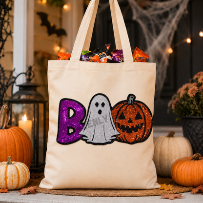 Halloween Patch Boo /Ghost - Pumpkin Sequins Patch