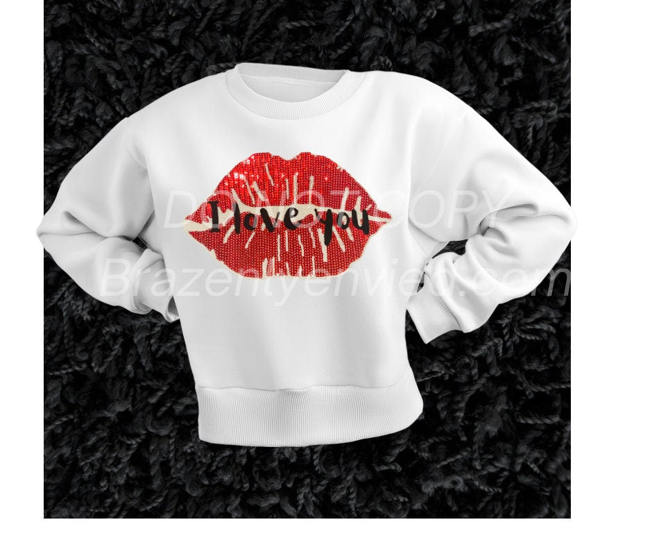 Love Inspired - Red I Love You Sequins Valentine Patch  Ready to Ship