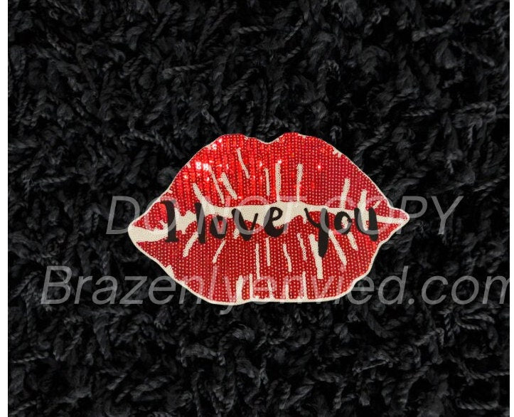 Love Inspired - Red I Love You Sequins Valentine Patch  Ready to Ship