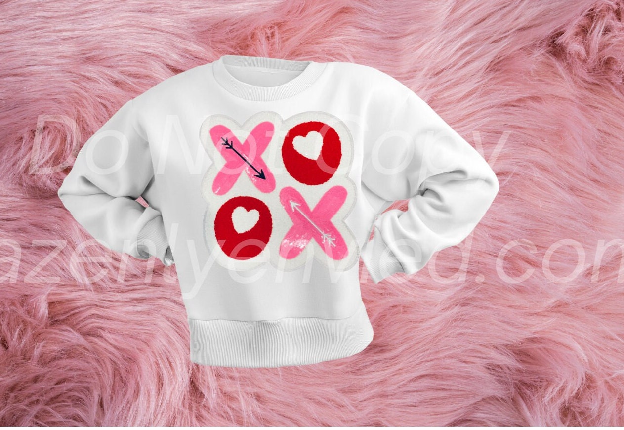 Fast Shipping Valentine's Chenille Patch- Popular New Design XOXO Stacked Patch Heat Press Ready
