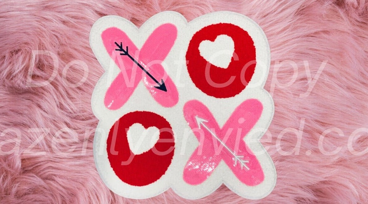 Fast Shipping Valentine's Chenille Patch- Popular New Design XOXO Stacked Patch Heat Press Ready
