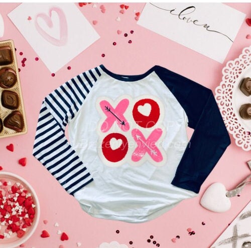 Fast Shipping Valentine's Chenille Patch- Popular New Design XOXO Stacked Patch Heat Press Ready