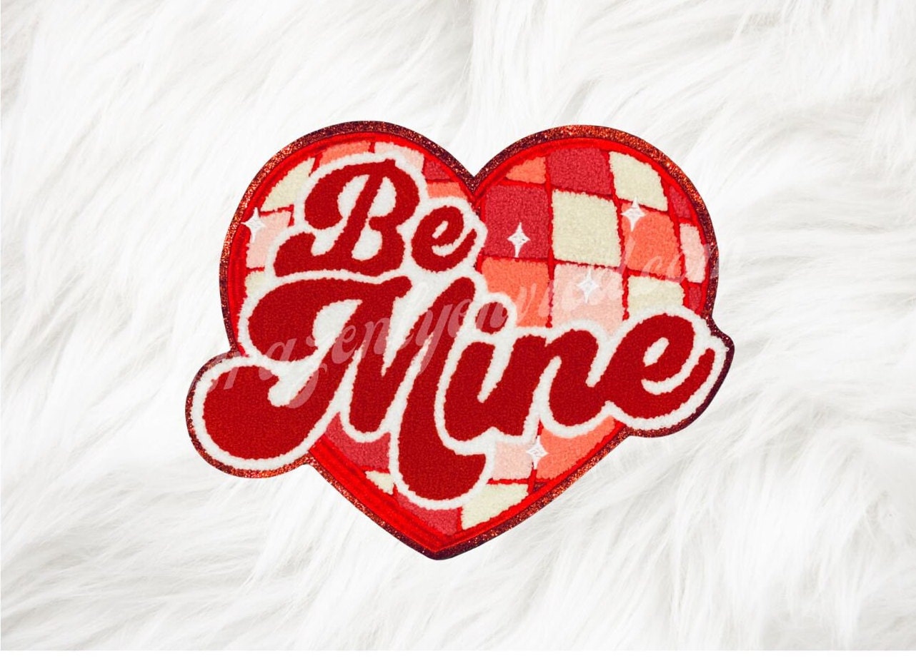 Fast Shipping Valentine Patch - Be Mine Heart Valentine Chenille Patch   Ready to Ship