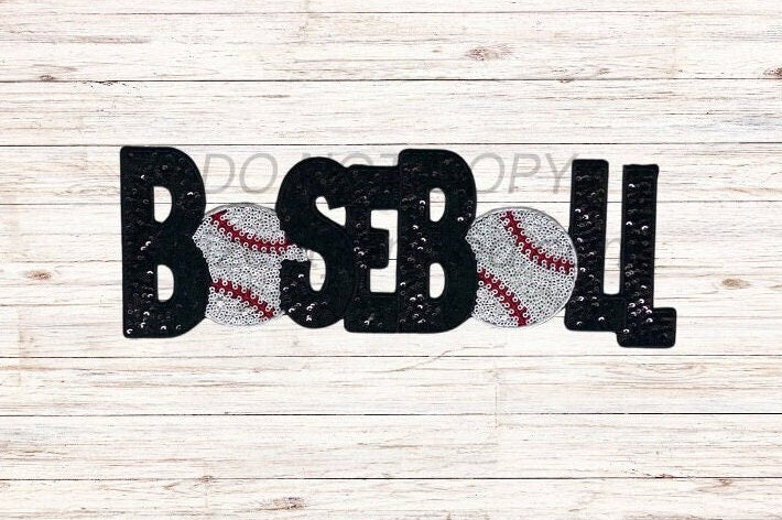 Best Seller Baseball Patch - Baseball Sequin  Patch - 4 inch x 12 inch patch New Design  fast shipping Eye catching Baseball Patch Ready