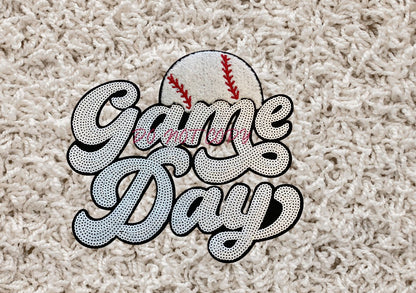 Game Day Baseball Chenille and Sequins Patch