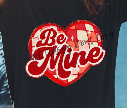 Fast Shipping Valentine Patch - Be Mine Heart Valentine Chenille Patch   Ready to Ship