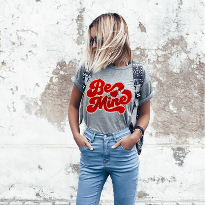 Be Mine Chenille Patch| Red in color|  Valentine Patch Great for Shirts heat press ready