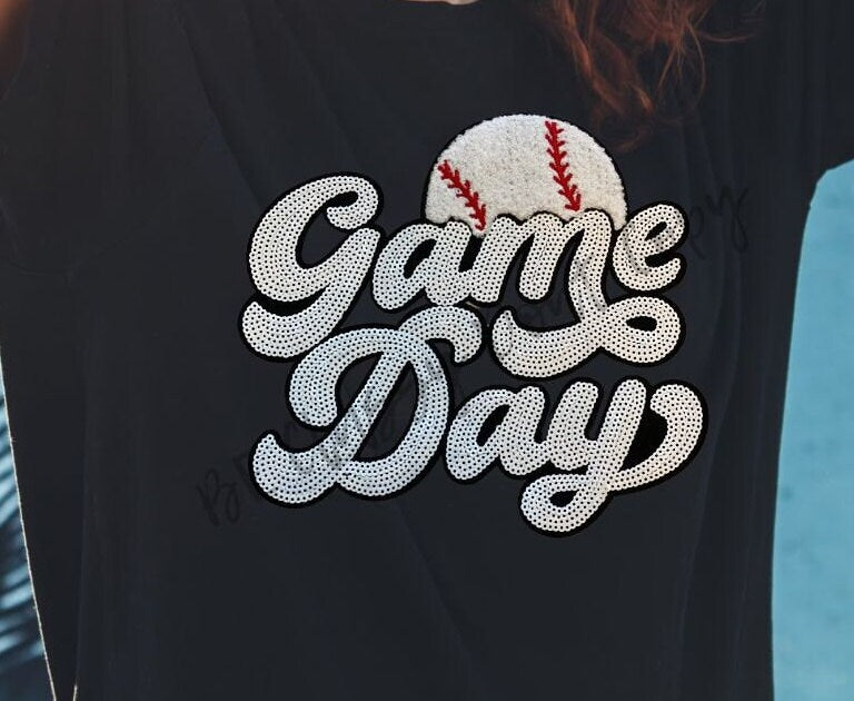 Game Day Baseball Chenille and Sequins Patch