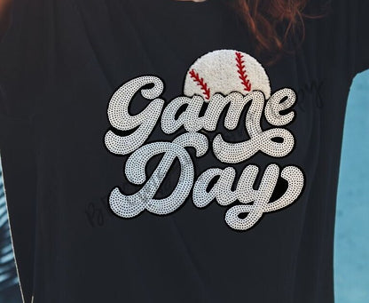 Game Day Baseball Chenille and Sequins Patch