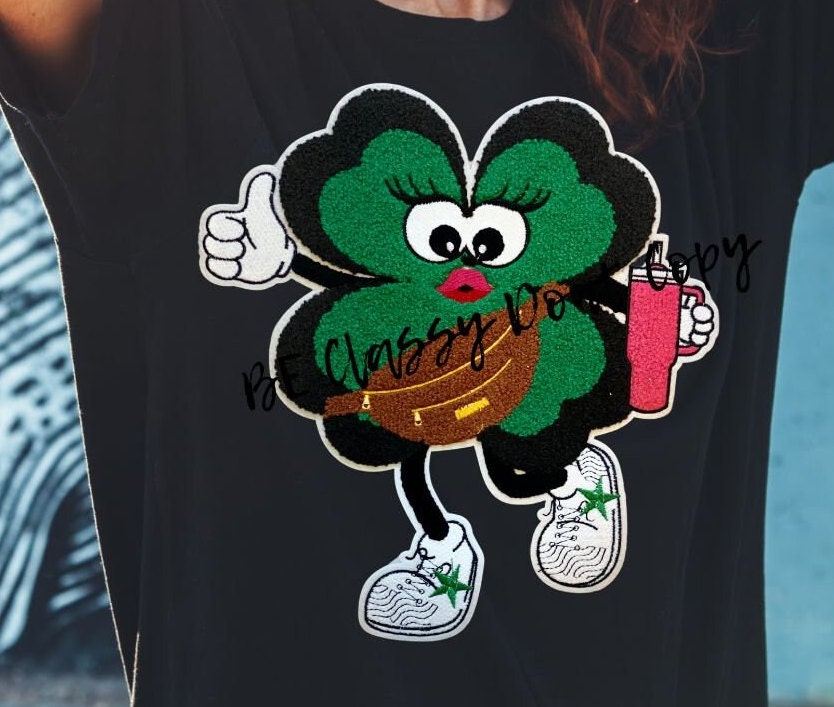 St Patrick's Day New Chenille Patch  4 Leaf Clover  Ready to Ship Great DIY Gift Great for Shirts and Bags St Patricks Day Shirt