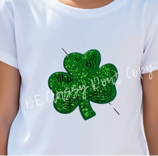 St Patrick's Day Patch New Sequins Shamrock Patch Great for St Patty's Day Heat Press Ready 6.7 inch  x 6.7 inch great size for kids shirts