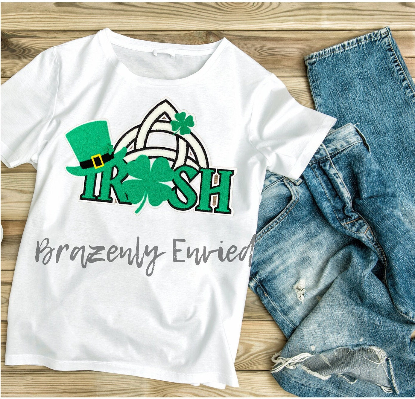 New St Patrick's Day Chenille Patch  Beautiful Trendy Irish Patch  Great Gift or Family Shirt idea  Be Unique @ 11.5"W X 8.5"H