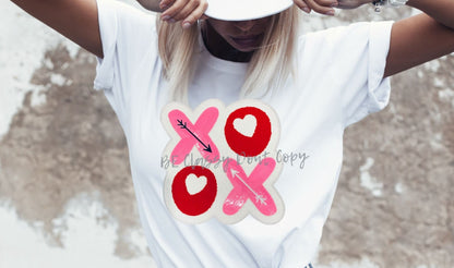 Fast Shipping Valentine's Chenille Patch- Popular New Design XOXO Stacked Patch Heat Press Ready