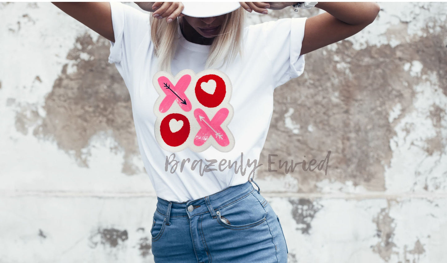 Fast Shipping Valentine's Chenille Patch- Popular New Design XOXO Stacked Patch Heat Press Ready