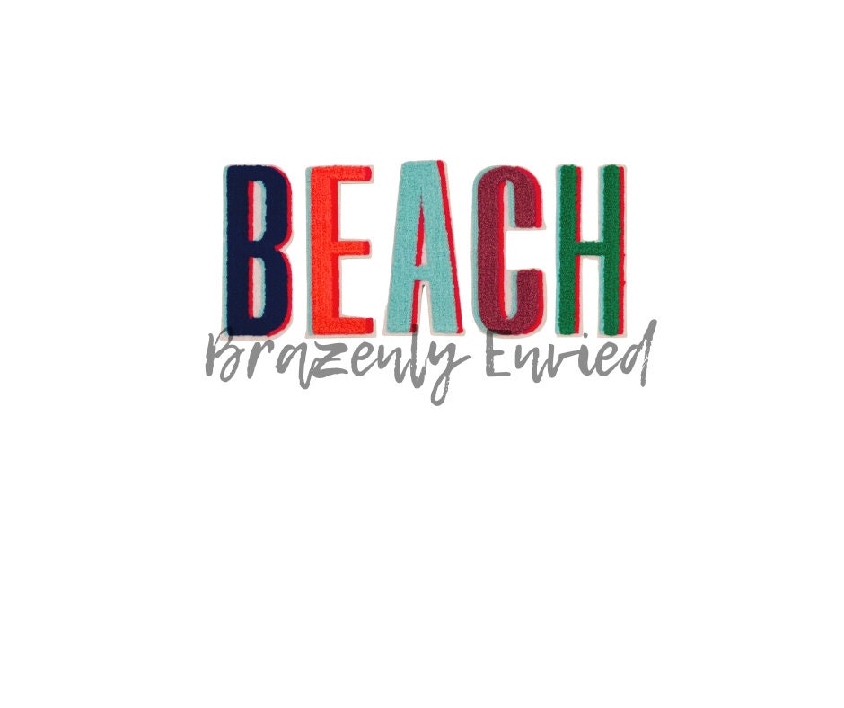 BEACH Patch Chenille LETTERS great for shirts and bags  @ 5h x 10.5 w