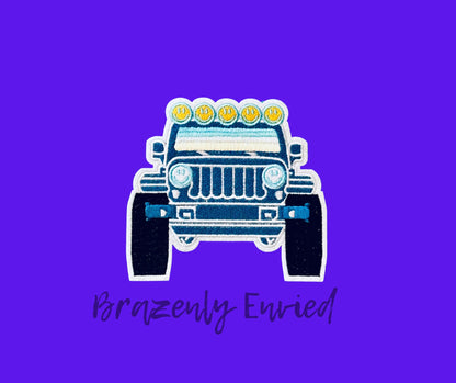 hat patch Blue off Road Patch 4.5W x 4.15H "Look at the tread on those tires"