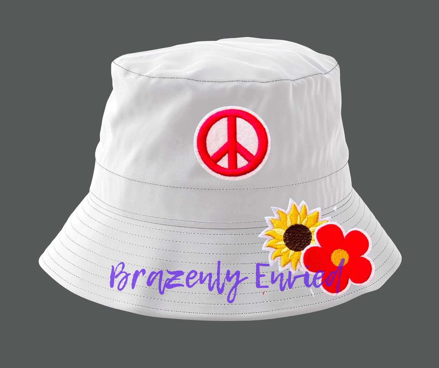 Trucker hat patch set of 10 -pink flower embroidered each patch @ 2 inch in diameter  great for jackets and hats