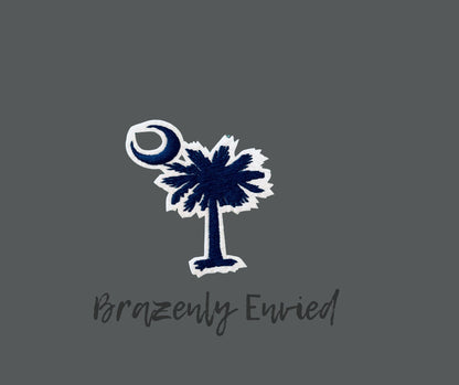 SC Palmetto tree and crescent moon Patch   embroidered  size 2.75"H x 2.5"W great for jackets and hats