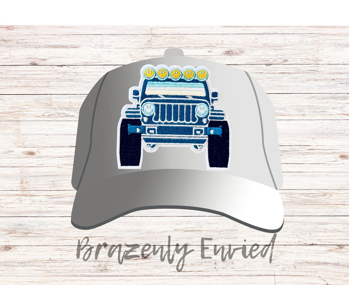 hat patch Blue off Road Patch 4.5W x 4.15H "Look at the tread on those tires"