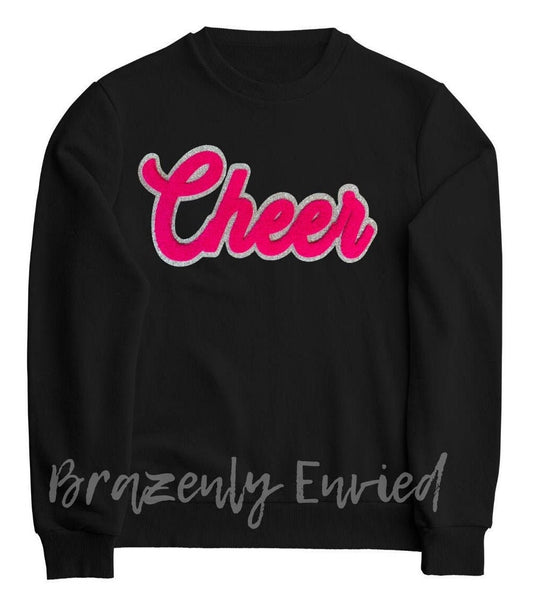 Cheer Chenille Patch Cheer Patch Bright Pink great for shirts jackets or bags great gifts idea