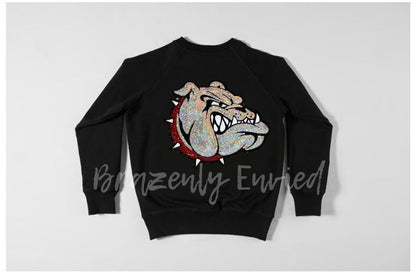 Bulldog Patch | Silver Sequins /Red Collar Sequins