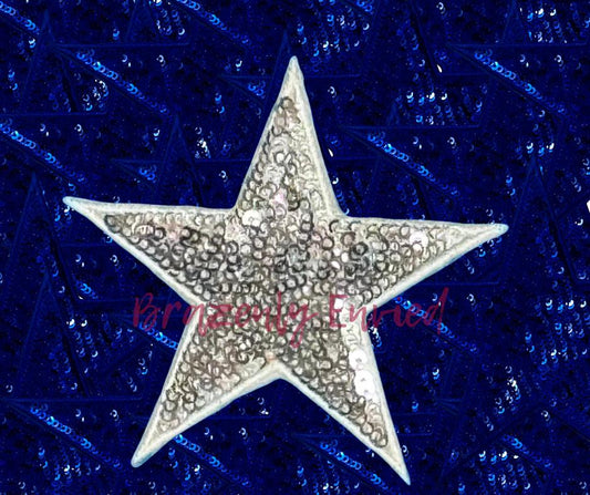 Sequins 3" Star Patch Great for Trucker Hats Silver