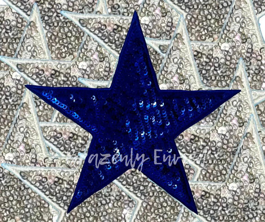 Sequins 5" Star Patch Great for Trucker Hats Blue