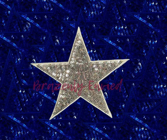 Sequins 5" Star Patch Great for Trucker Hats Silver