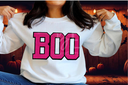 Boo Patch| Pink Boo Sequins Iron On Patch| Halloween Patch