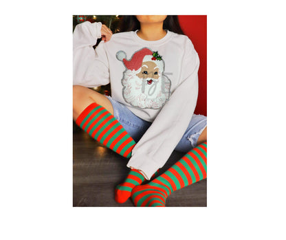 Santa Patch Chenille | Pink Hat Santa Chenille Patch | Vintage Santa Patch | Iron On Ready | Great for Christmas Sweatshirt Santa Patch