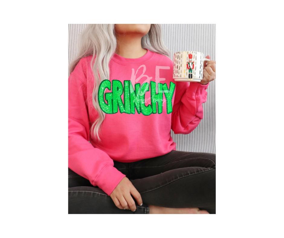 Grinchy Patch | Green Sequins Grinchy Patch | Iron On Patch | Great for Grinchy Sweatshirt / Grinchy Top | In Stock Ready to Ship Patch