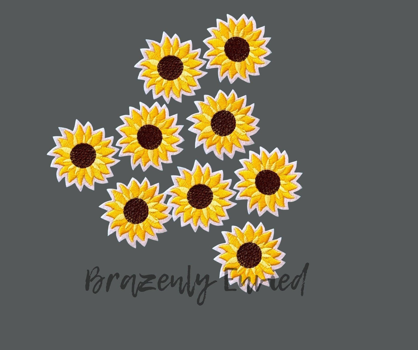 Trucker hat patch set of 12 -sun flower embroidered  patches @ 2 inch in diameter  great for jackets and hats