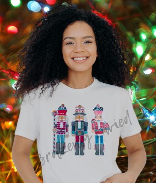 Nutcracker Patch Very Popular Christmas Iron On Chenille Patch 3-NUTCRACKERS Great For shirts/Jackets Iron On-Pink and Turquois Blue/Gray