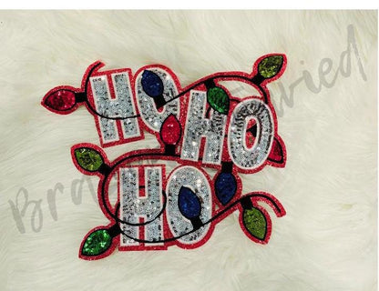 Ho Ho Ho Patch Sequins Patch  Pink Glitter Backing Beautiful Patch Great for Christmas Shirts and Jackets beautiful Christmas Patch