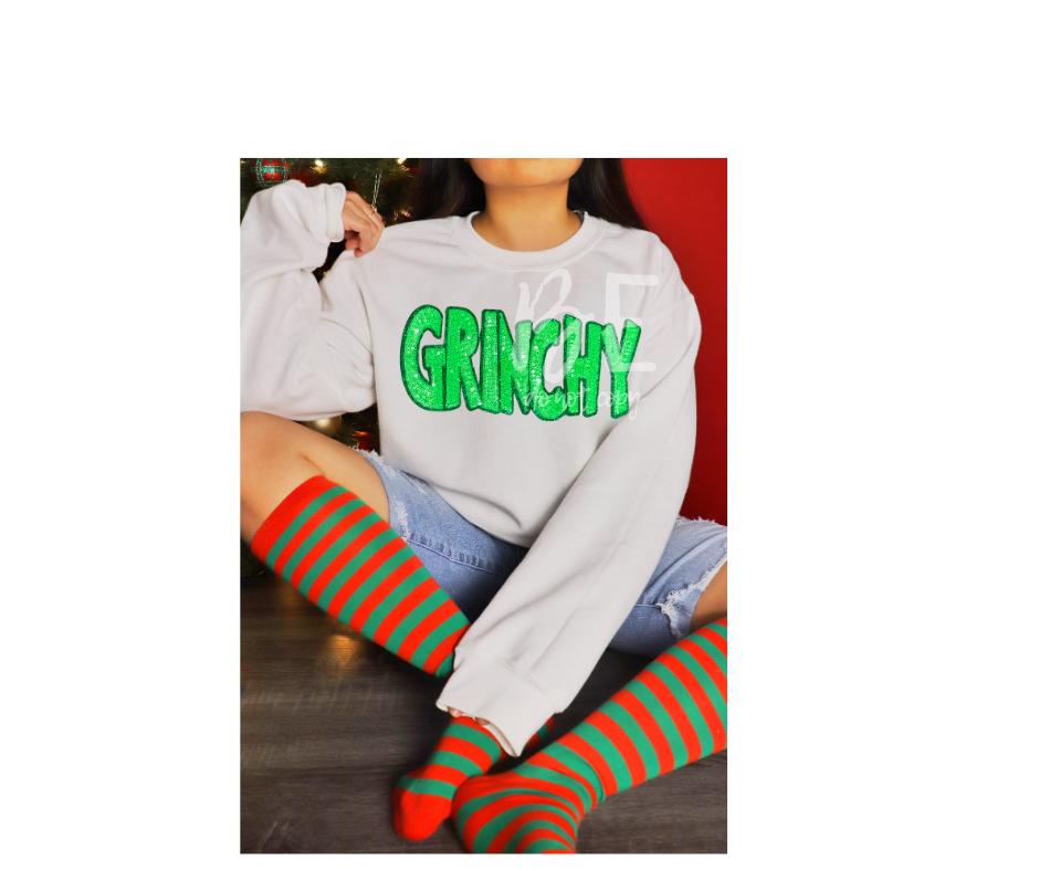 Grinchy Patch | Green Sequins Grinchy Patch | Iron On Patch | Great for Grinchy Sweatshirt / Grinchy Top | In Stock Ready to Ship Patch