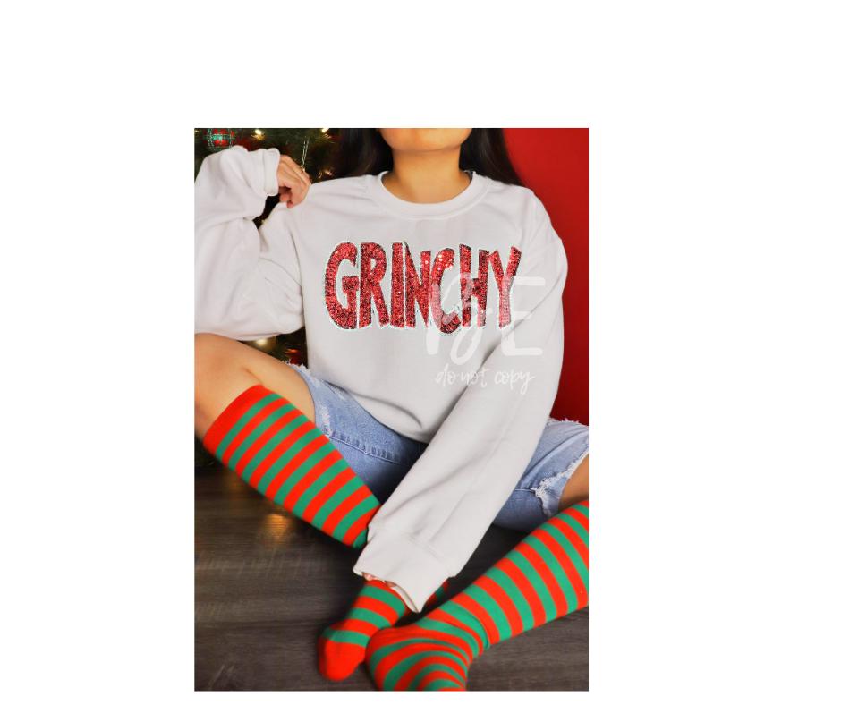 Grinchy Patch | Red Sequins Grinchy Patch | Iron On Patch | Great for Grinchy Sweatshirt / Grinchy Top | In Stock Ready to Ship Patch