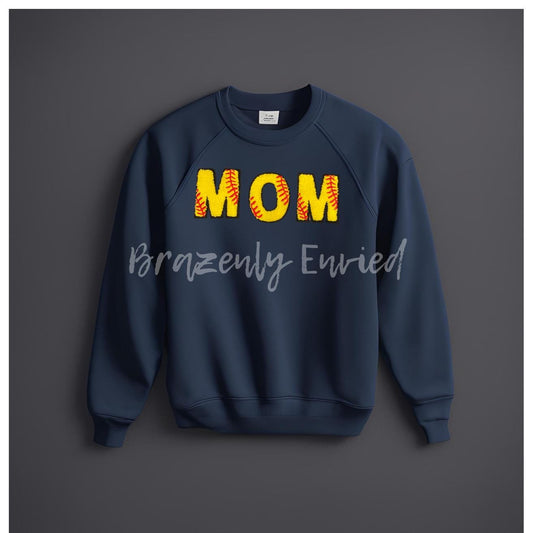 Softball Chenille M O M Letter Patch
