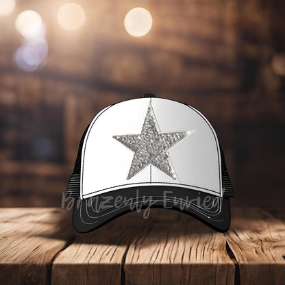 Sequins 5" Star Patch Great for Trucker Hats Silver