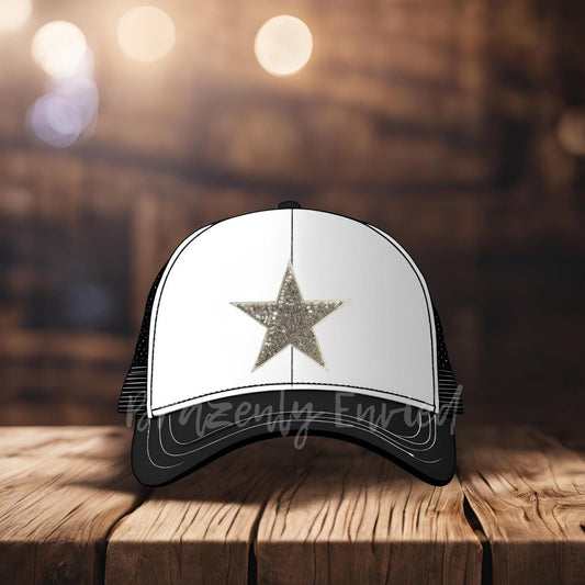 Sequins 3" Star Patch Great for Trucker Hats Silver