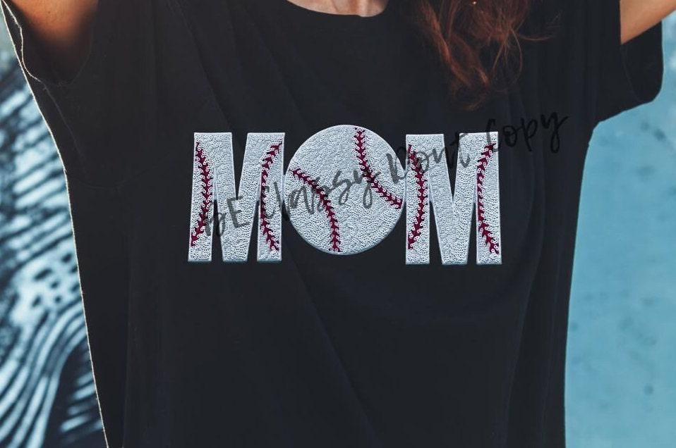 Baseball MOM Sequin Patch: Sports Apparel Patch (4.6 x 10.8 inch)