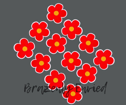 Trucker hat patch set of 10 -pink flower embroidered each patch @ 2 inch in diameter  great for jackets and hats