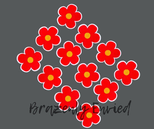 Trucker hat patch set of 10 -pink flower embroidered each patch @ 2 inch in diameter  great for jackets and hats