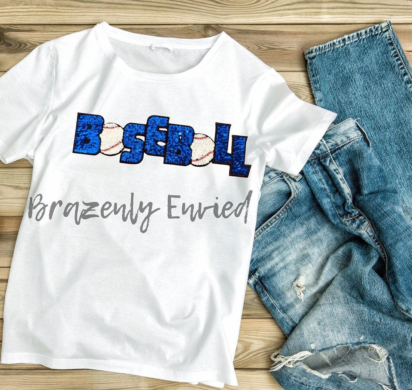 Royal Blue Baseball Sequin Patch, Sports Applique (4x12 inch)