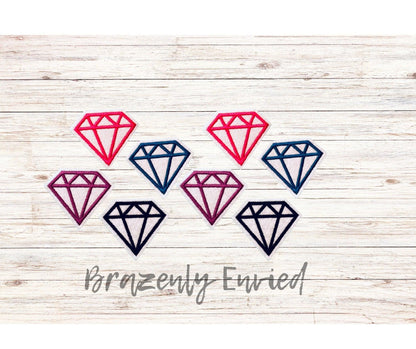 diamond embroidered patches Set of 8/ each patch size 1.75" H x 2" W 2pink,2black,2blue,2purple great for jackets and hats