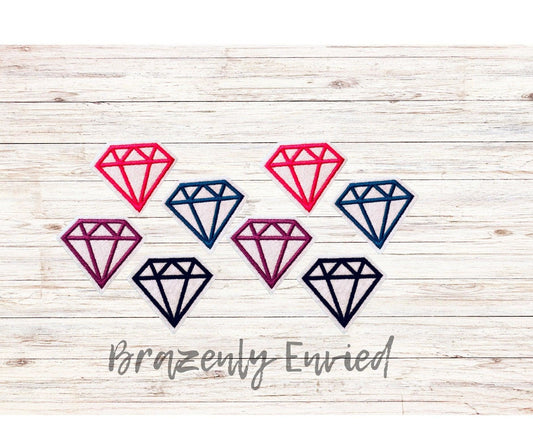 diamond embroidered patches Set of 8/ each patch size 1.75" H x 2" W 2pink,2black,2blue,2purple great for jackets and hats
