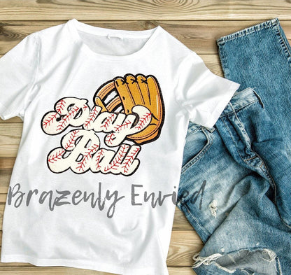 Baseball Patch Play Ball Game Day Sports Chenille Iron On  Applique