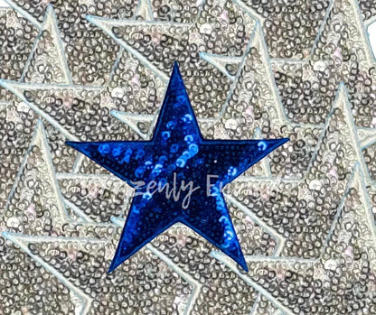 Sequins 3" Star Patch Great for Trucker Hats Blue